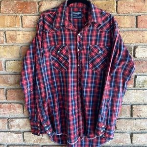 Vintage Regular Fit Plaid Pearl Snap Shirt